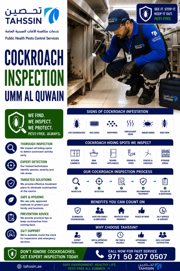 cockroach inspection Umm Al Quwain infestation detection and monitoring service