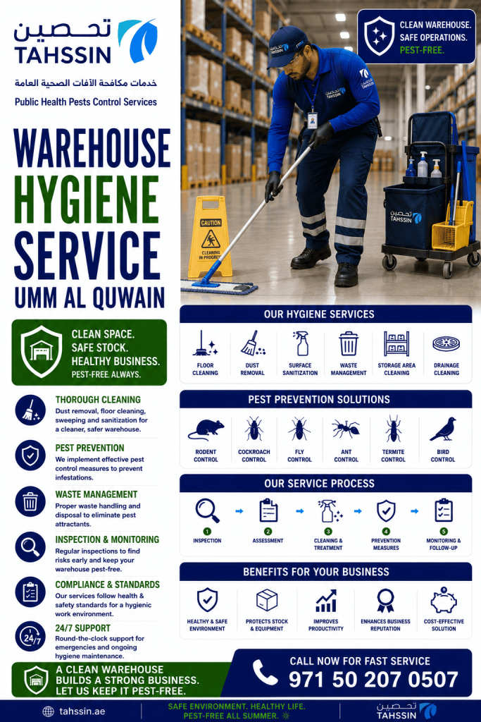 warehouse hygiene service Umm Al Quwain storage facility cleanliness service